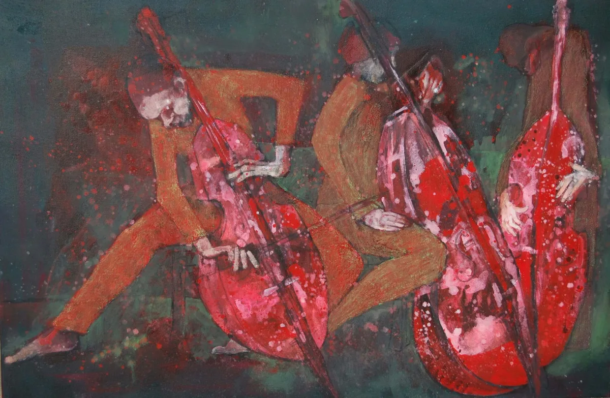 Painting “Cellists” by Monika Ślósarczyk.