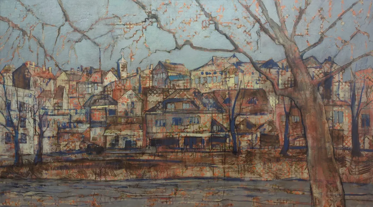 Painting “Cieszyn cityscape” by Monika Ślósarczyk.