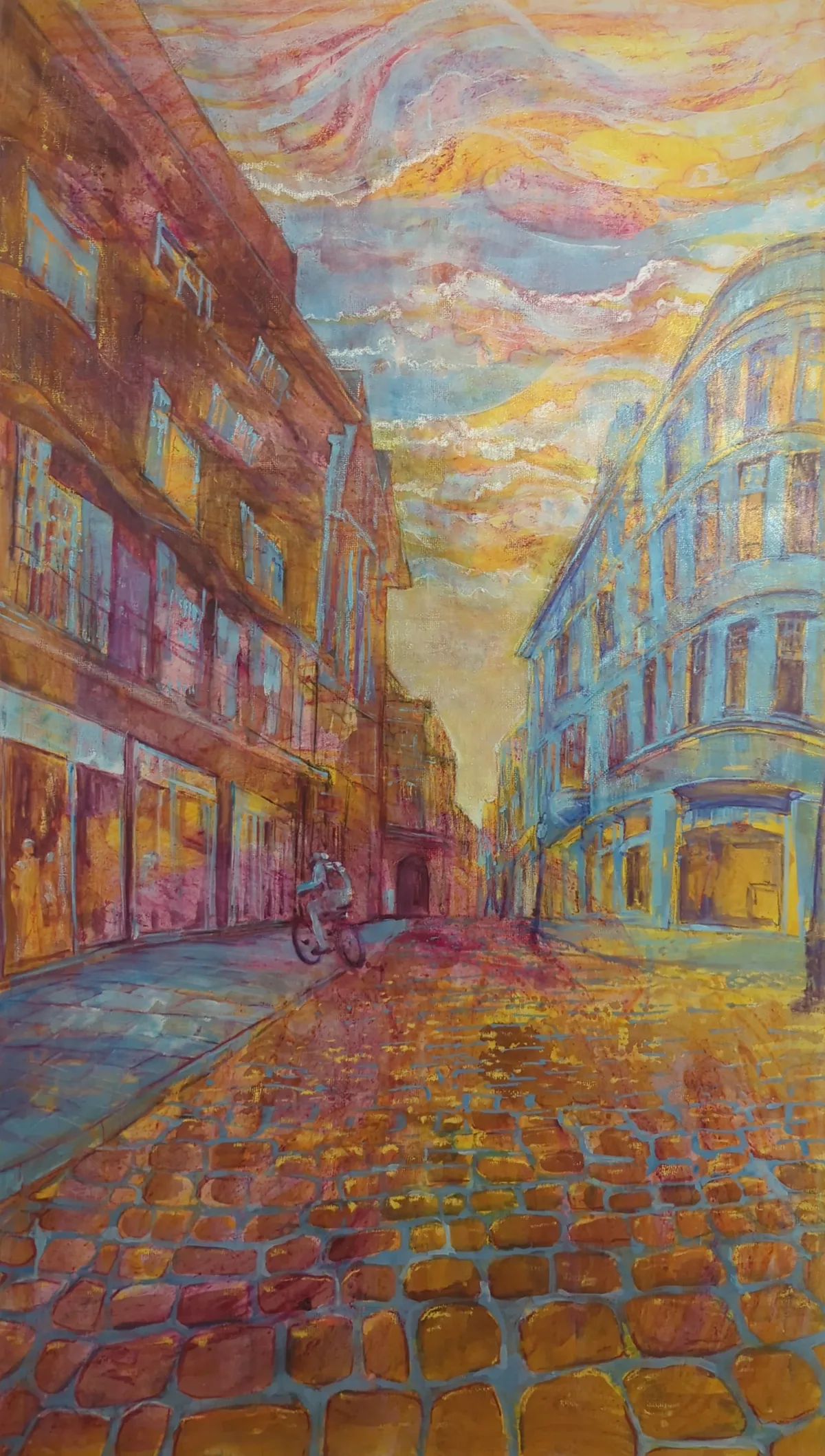 Painting “Cieszyn Głęboka street” by Monika Ślósarczyk.