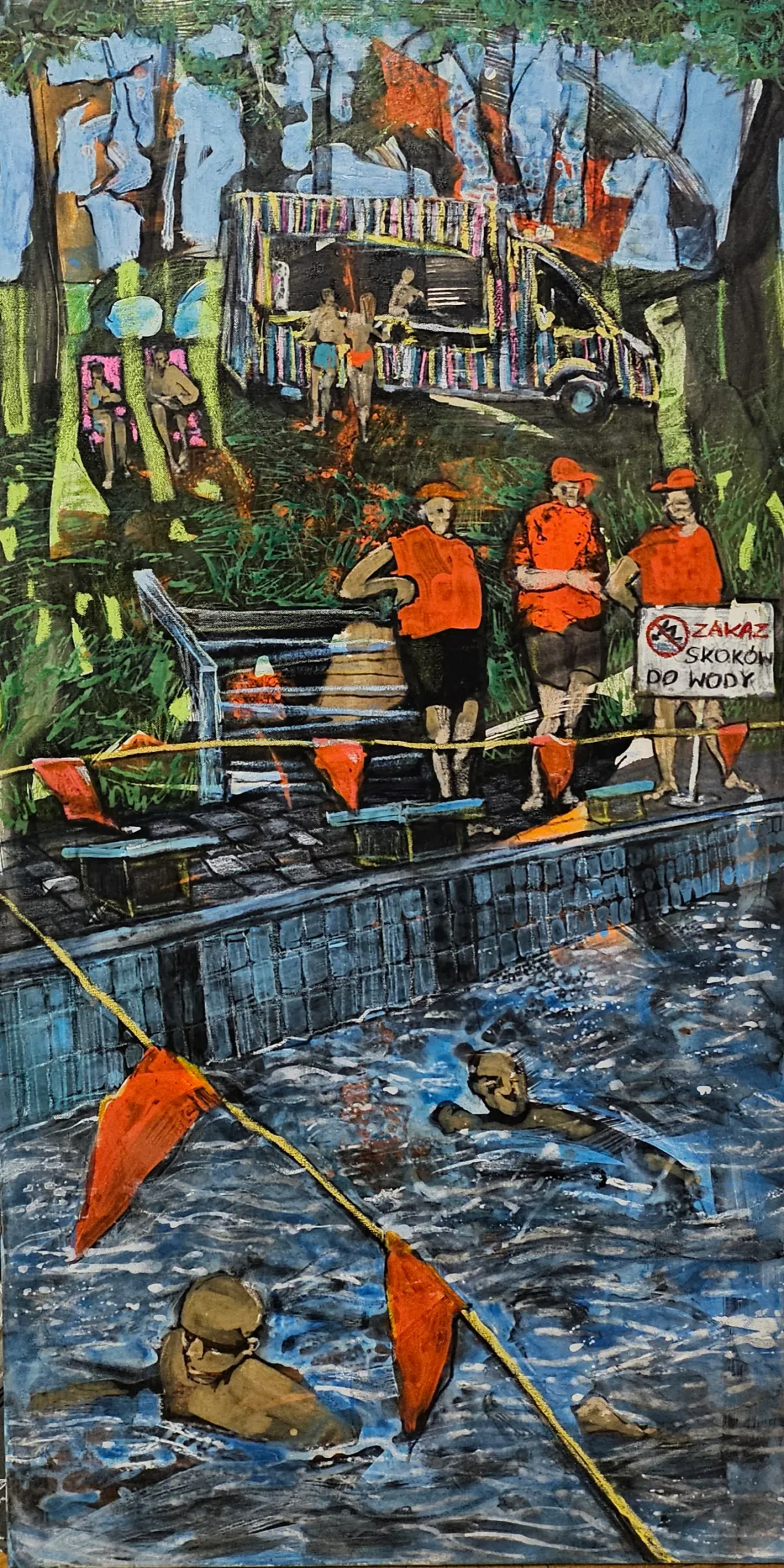 Painting “Cieszyn swimming pool” by Monika Ślósarczyk.