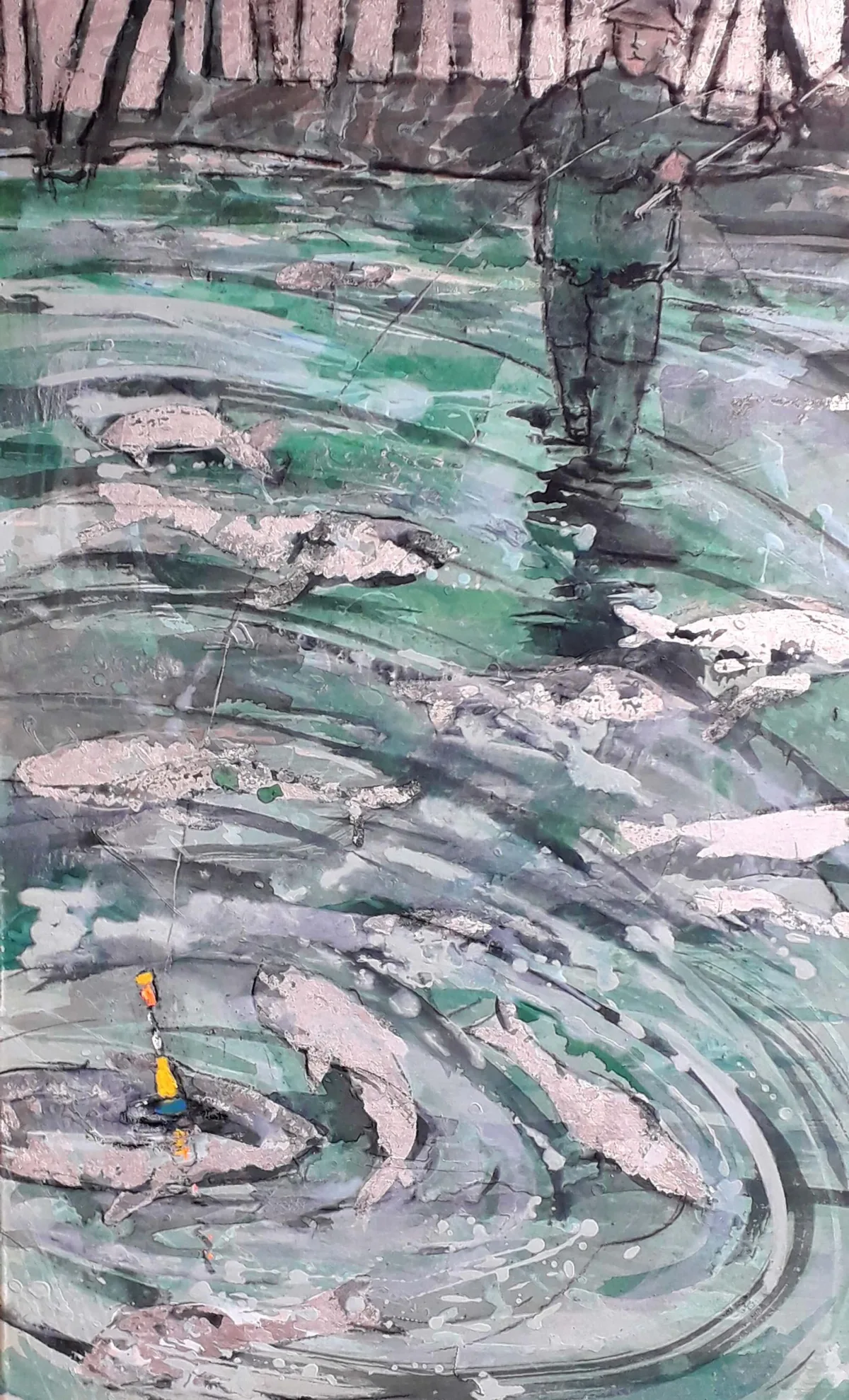 Painting “Fishing Pond” by Monika Ślósarczyk.