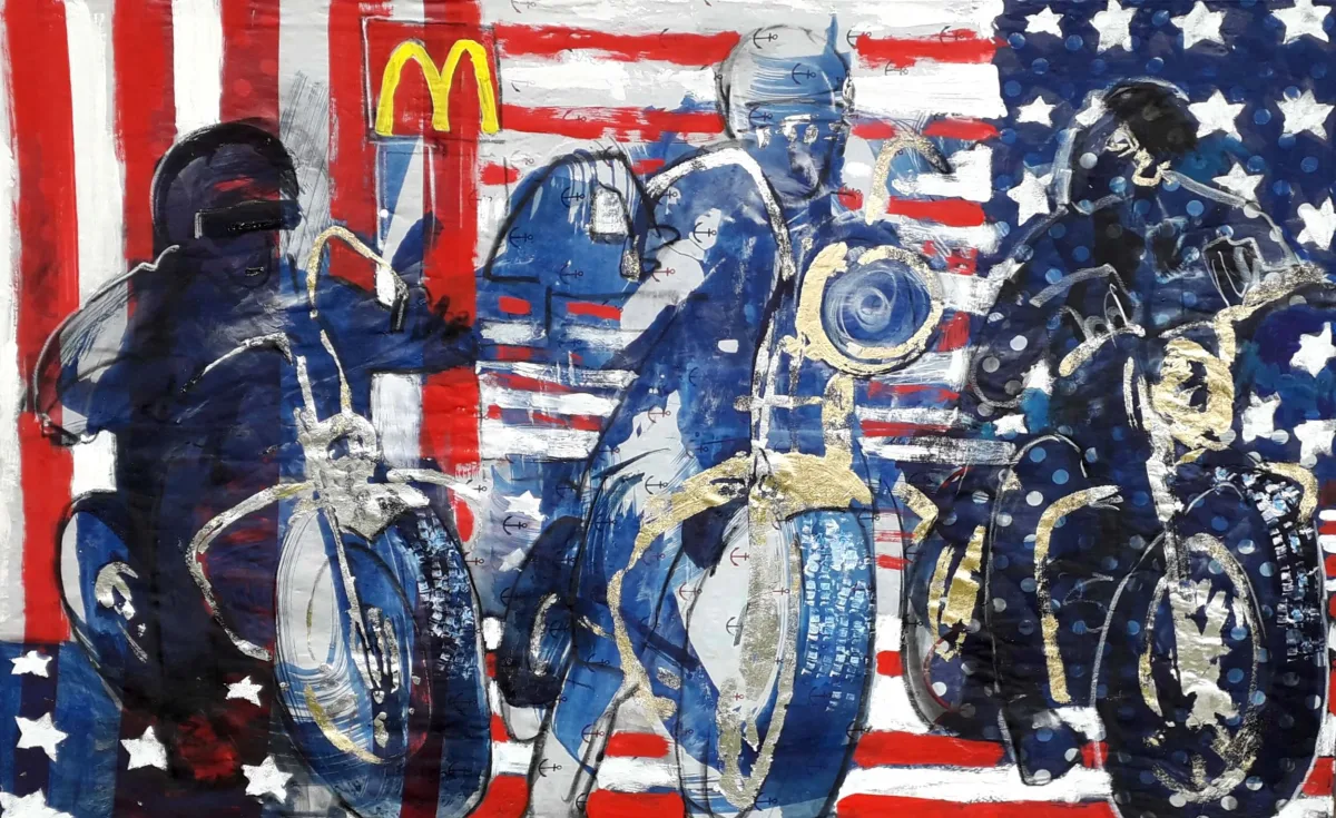 Painting “Motorcyclists” by Monika Ślósarczyk.