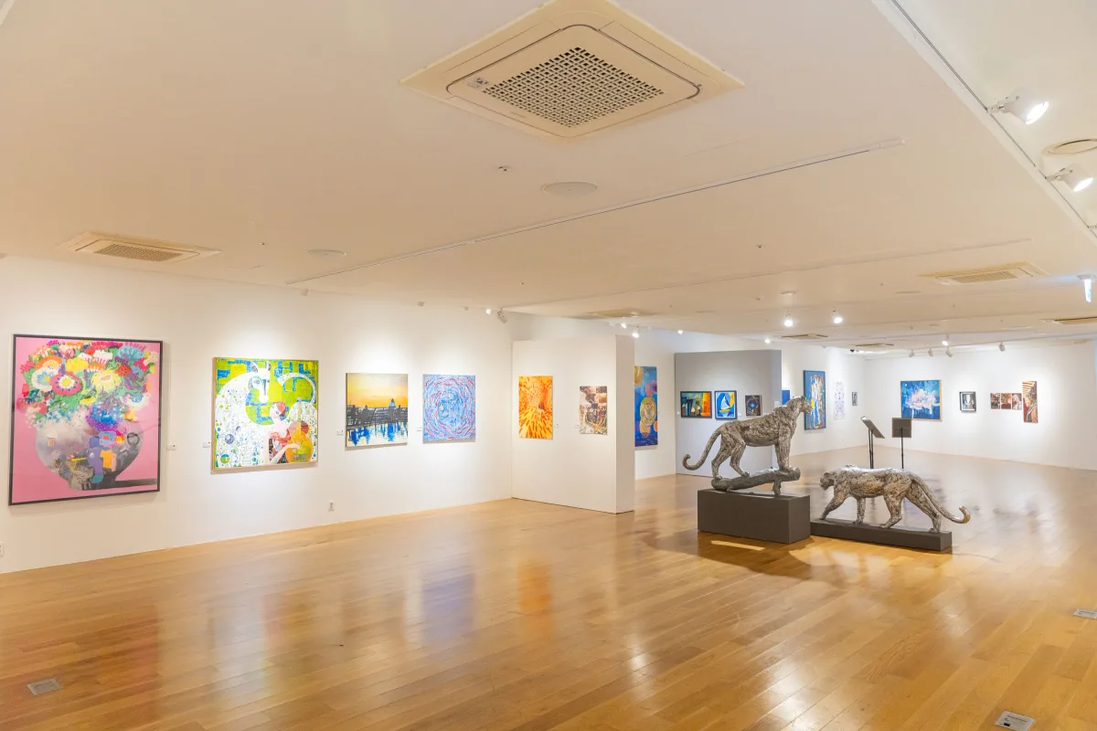 Gallery view of Identity at Ara Art Center in Seoul, with paintings and sculptures.